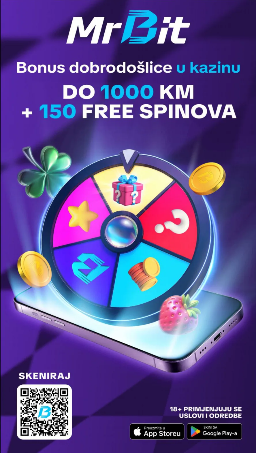 Digital OOH poster: a prize wheel on a phone