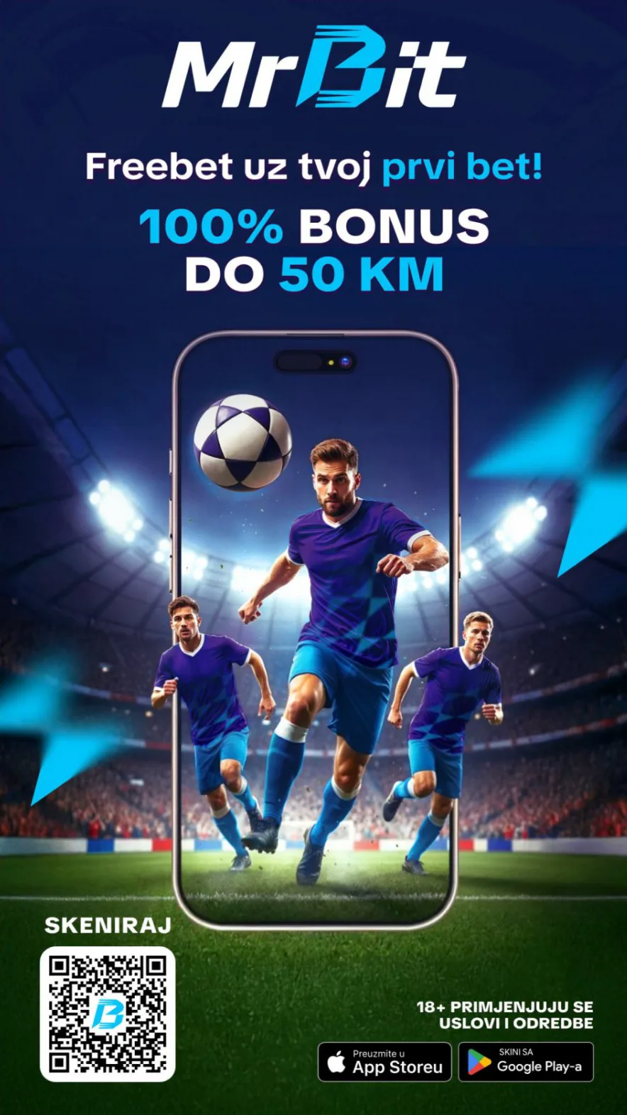 Digital OOH poster: football players in a phone screen