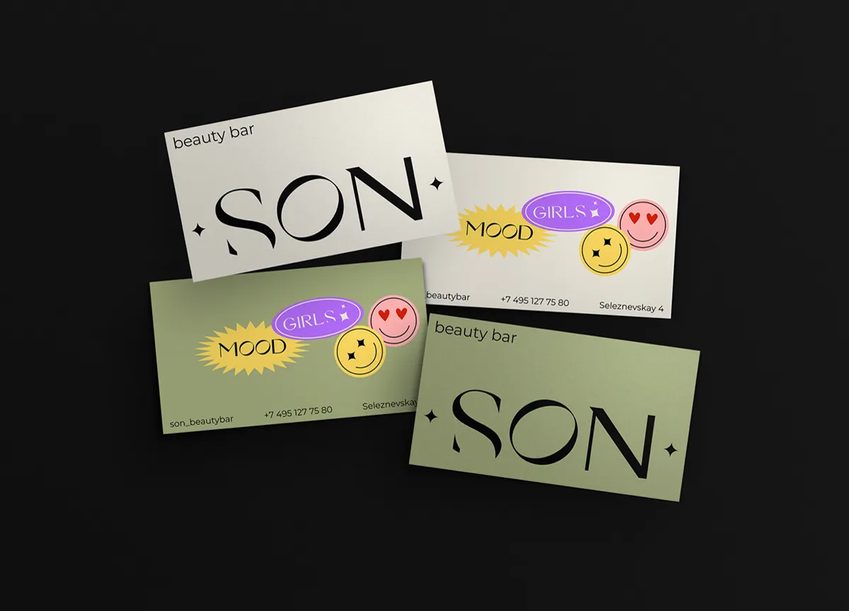 Son beauty bar cards and stickers